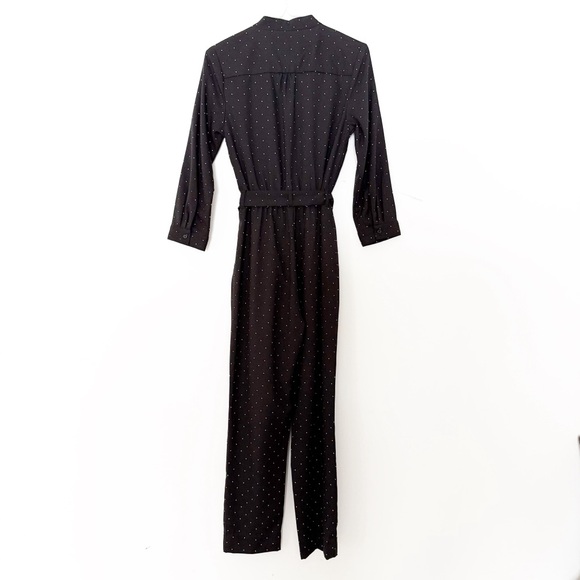 Banana Republic Woman Black Polka Dot Wrap Jumpsuit US2 Classic Party Cocktail - Picture 3 of 11